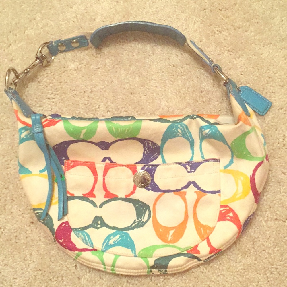 Monogram coach purse. Rainbow color handbag
